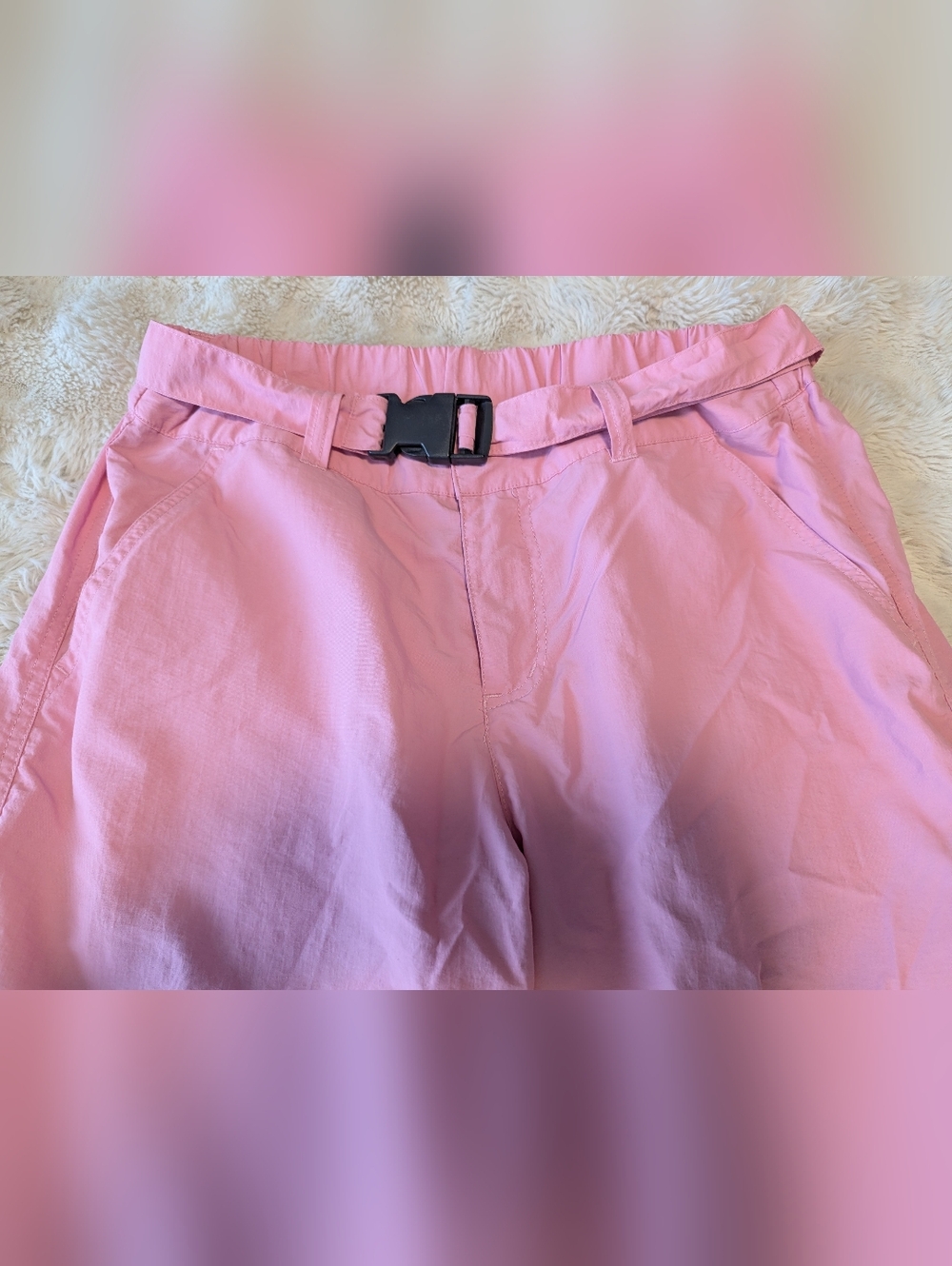 Ninth Hall Pink Nylon Cargo Track Pants with Belt – Lightweight Joggers - Picture 3 of 6